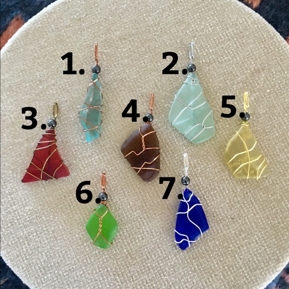 HAND CRAFTED Hematite Glass Necklace Wire Wrapped Pendant - Picture 1 of 3